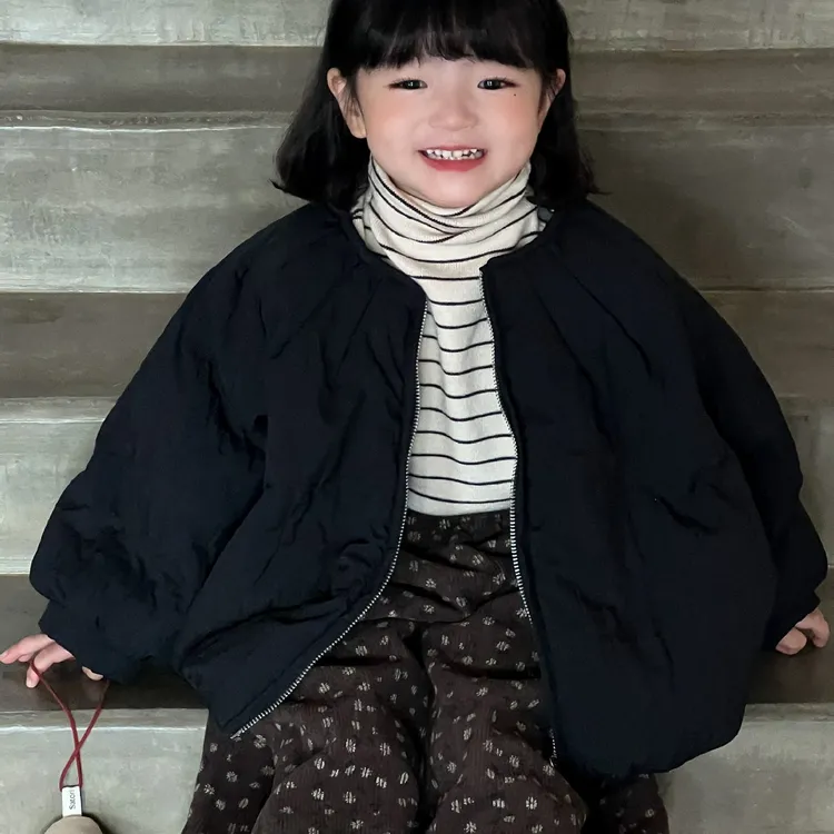 秋冬新款儿童棉服纯色棉衣韩版男女孩百搭时髦加厚面包服外套
