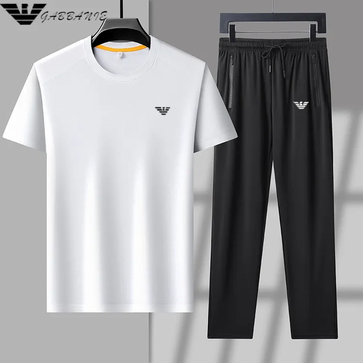 【多种搭配】意大利正品春夏男士冰丝无痕运动休闲套装短袖T恤长裤