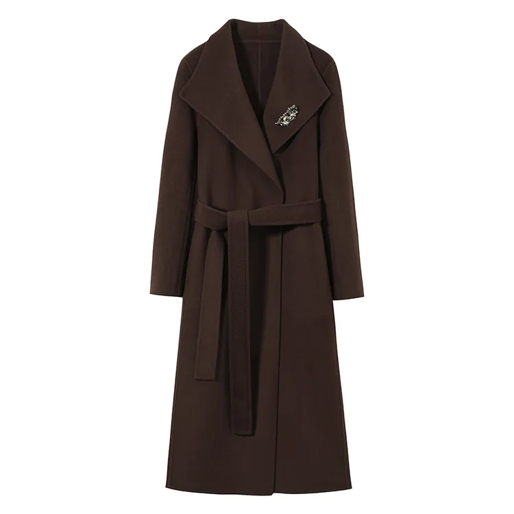 【手缝羊绒】贝壳领修身显瘦手缝过冬双面羊绒大衣双面呢气质