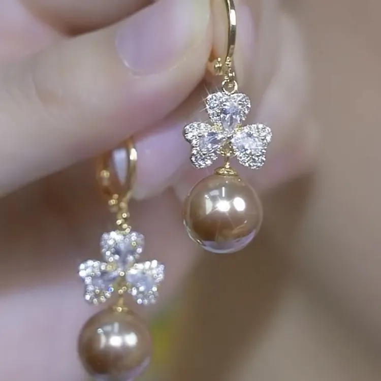 铜合金耳饰 【幸运女神】时尚气质百搭三叶草耳环