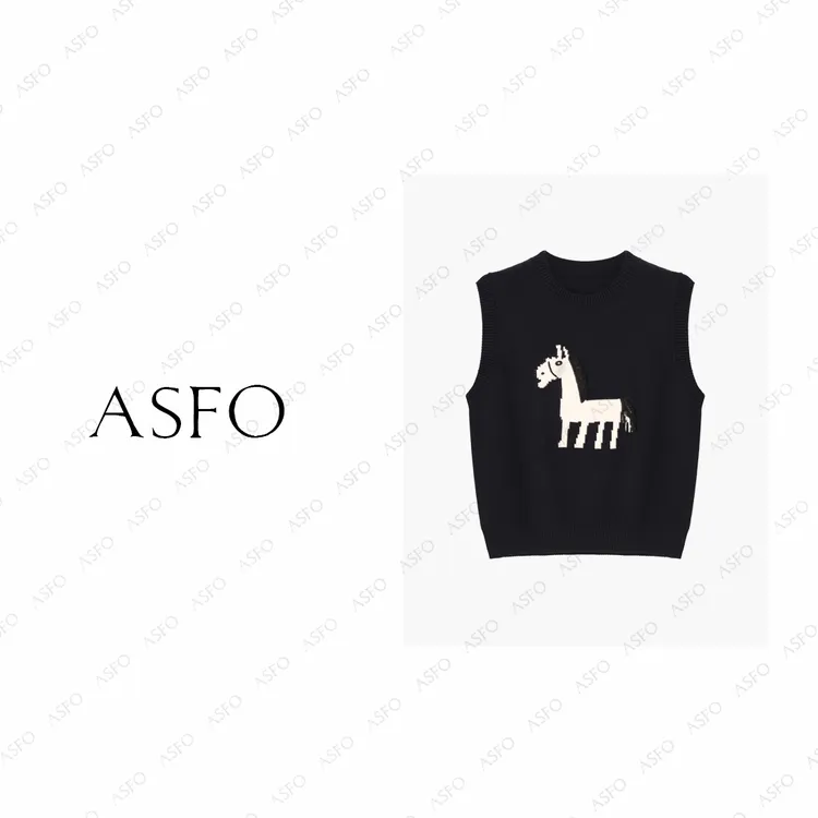 【AS小马辫】25新洋气提花叠穿百搭休闲羊毛针织背心AS25QMZZS04190