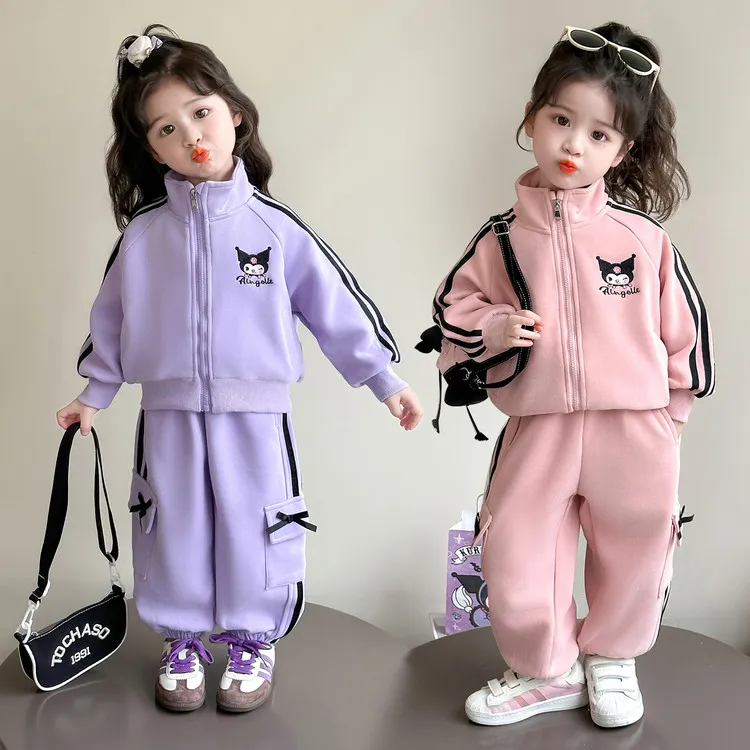 女童洋气套装2025秋装新款韩版棒球服外套加运动休闲卫裤两件套