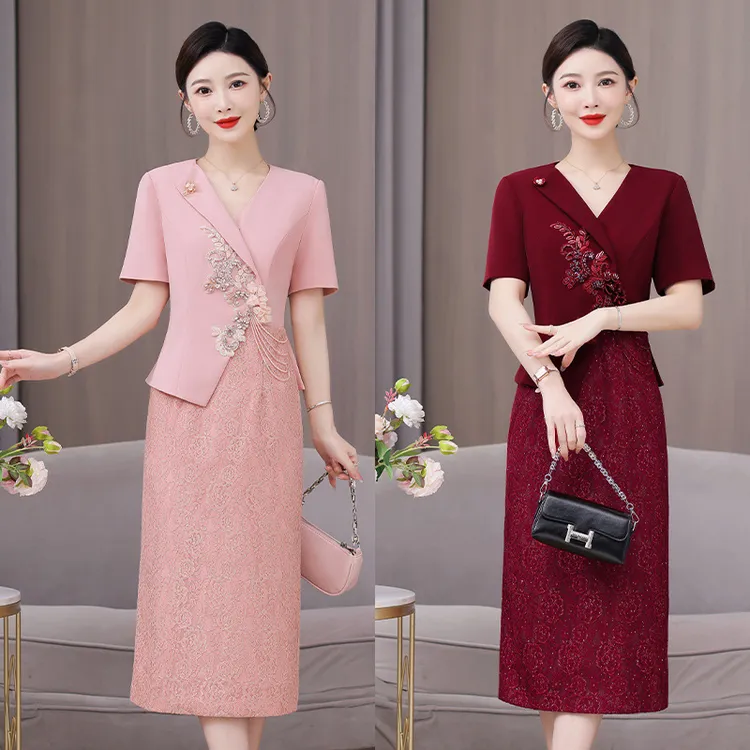 yqwl5595年轻妈妈婚庆礼服裙2025夏季结婚旗袍喜婆婆装婚宴连衣裙