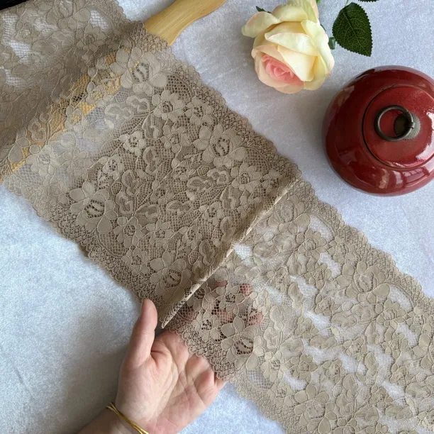 22厘米宽咖色蕾丝花边裙子下摆咖啡色服装辅料装饰花边辅料宽花边