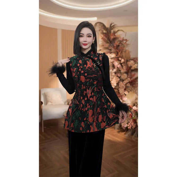 格娜新款秋冬国风穿搭百搭老钱风女装高级感轻奢新中式高贵两件套