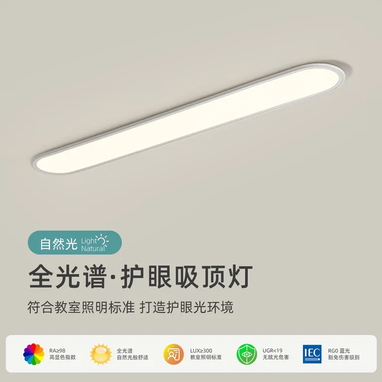 全光谱护眼灯防蚊虫超薄阳台长条灯入户衣帽间玄关走廊过道吸顶灯