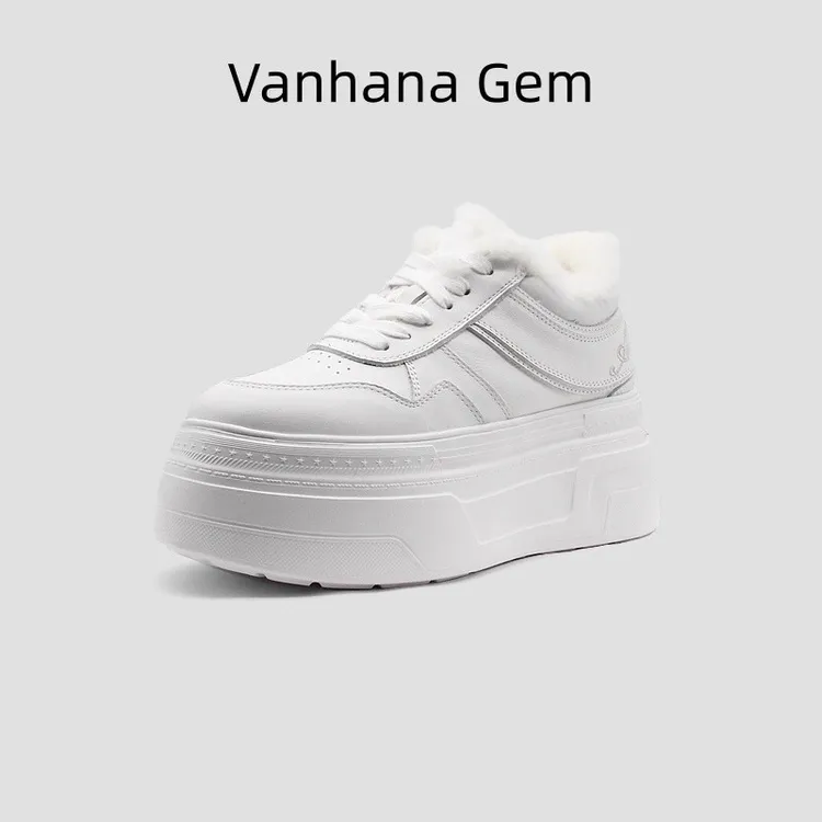 VANHANA GEM 极简风厚底增高小白鞋女百搭舒适休闲鞋