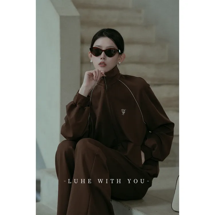 LUHE【尼斯周末】hehe私服~重工人棉针织休闲外套+针织裤