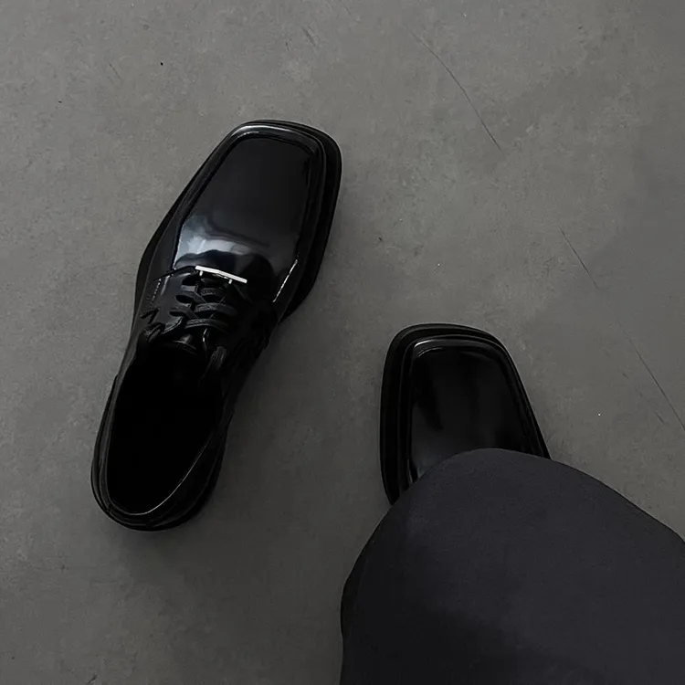 cleanfit德比鞋黑色潮流皮鞋男款乐福鞋厚底增高英伦风百搭男鞋子