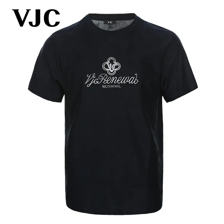 VJC/威杰思【专柜同款】2025春夏新款男装刺绣短袖T恤潮流D25BA1712