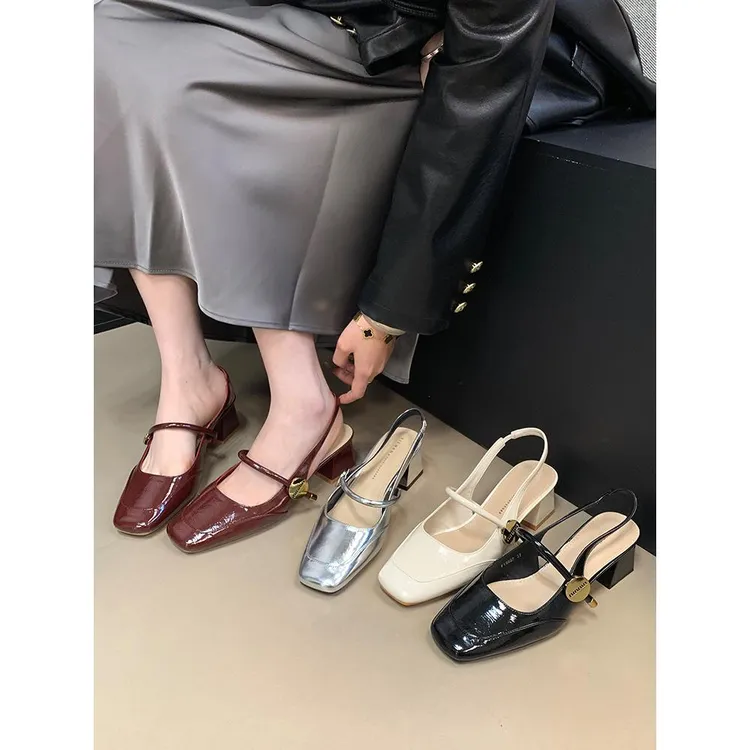 ocean one 包头凉鞋女夏季外穿新款高跟鞋法式复古气质粗跟单鞋子