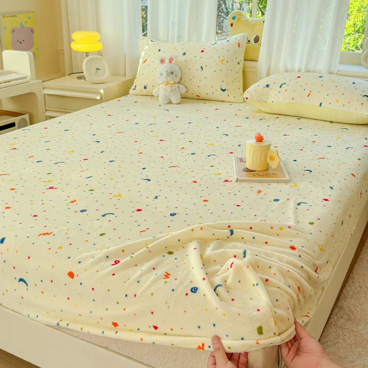 秋冬新款牛奶绒床笠单件加厚加绒保暖防滑床单宿舍床罩床垫保护套