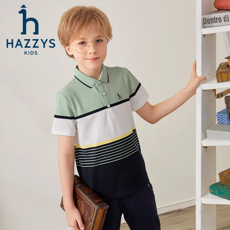 Hazzys/哈吉斯品牌童装【大冰】男童Polo短袖运动休闲夏季撞色