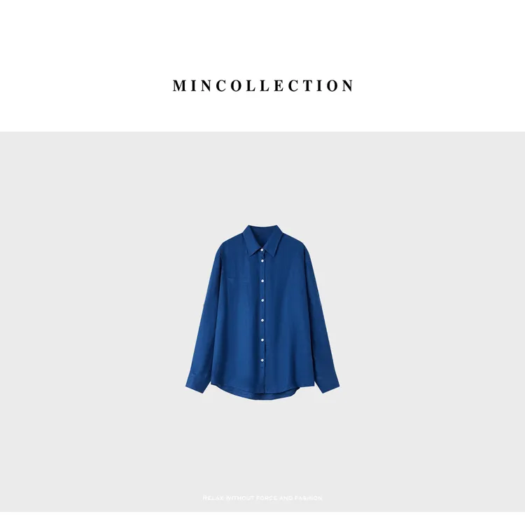 DE Mincollection蓝调衬衫/高饱和显白色老钱翻领全亚麻衬衫55023