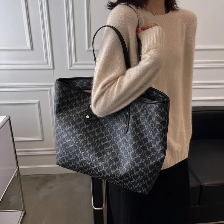 大容量拉链版大包新款洋气百搭单肩手提托特轻便通勤女包包大容量