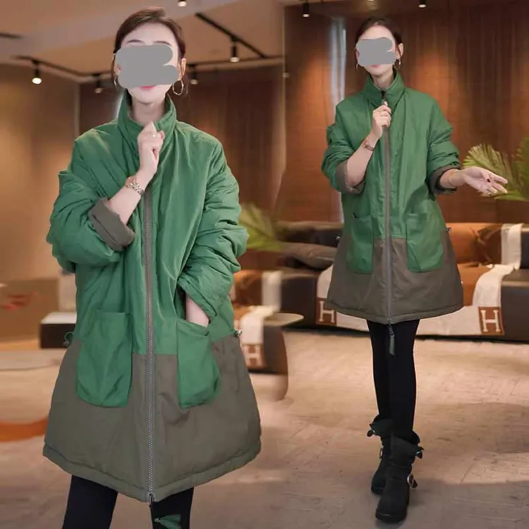 【双面可穿】2025春秋新款秋冬季气质高档双面穿外套撞色拼接棉服