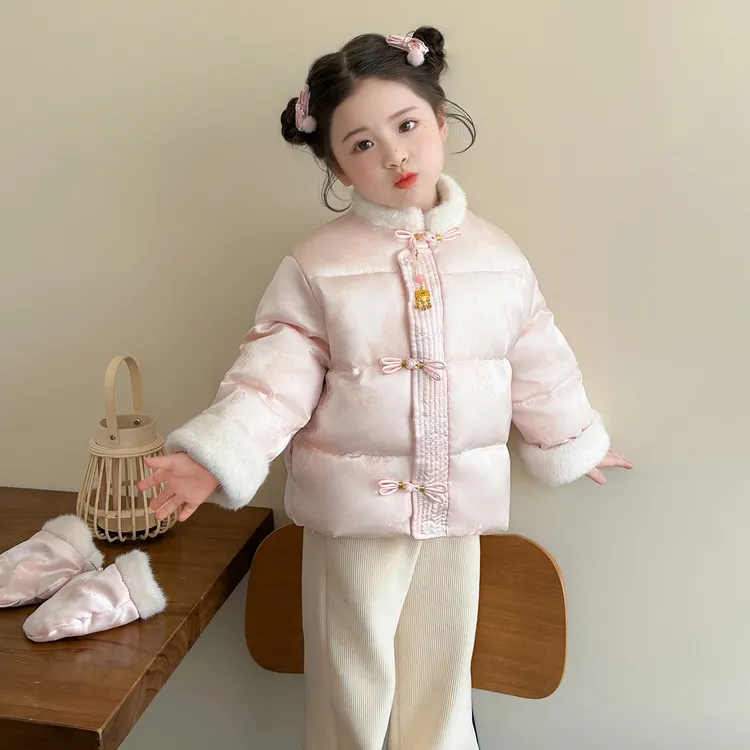 女童新中式国风棉服洋气加厚女宝宝冬季拜年服保暖儿童冬款棉袄