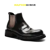 kuurcce真皮马丁靴复古鞋秋冬马皮英伦风切尔西靴女短筒靴圆头