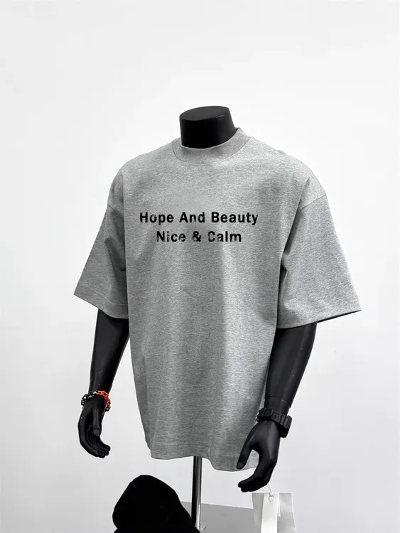 280G重磅美式复古时尚休闲夏季凉感双纱纯棉圆领宽松半袖短袖T恤