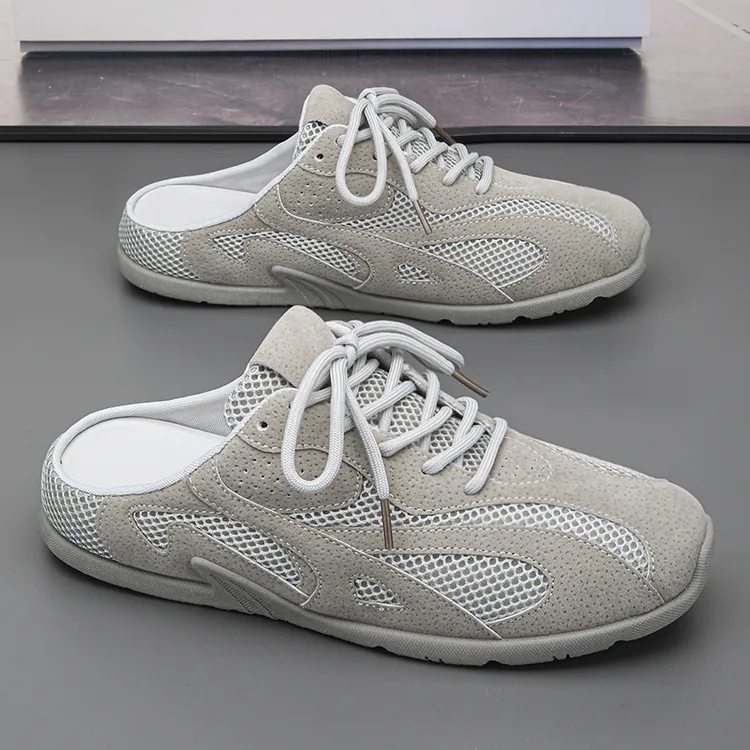 鞋子男款2025新款夏季网面休闲鞋潮透气软底阿甘鞋百搭系带低帮鞋