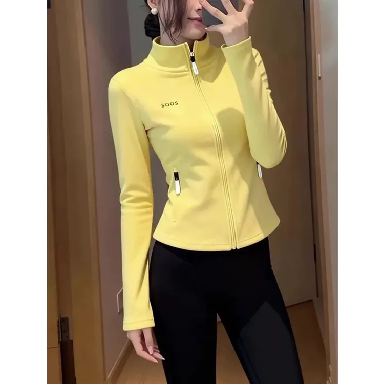 【珂塔芙】双面摇粒绒刺绣立领外套女冬修身小个子收腰显瘦开衫上衣