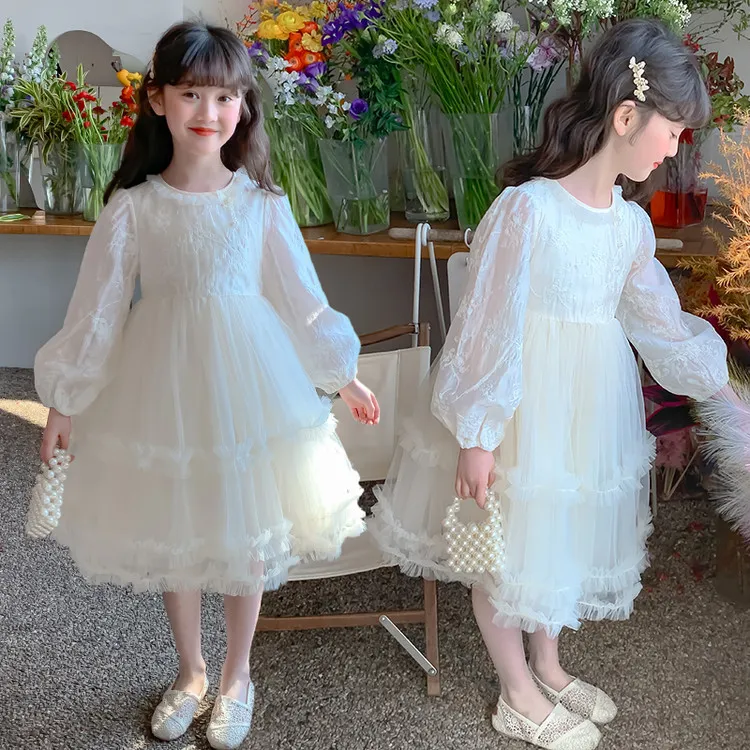女童秋季连衣裙2025新款春秋长袖公主裙中大童生日礼服裙女孩裙子