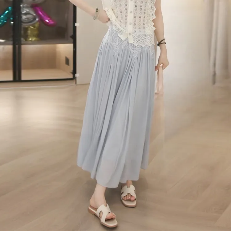 2025夏季轻薄新款高腰纯色时尚气质休闲小众洋气显瘦半身裙女