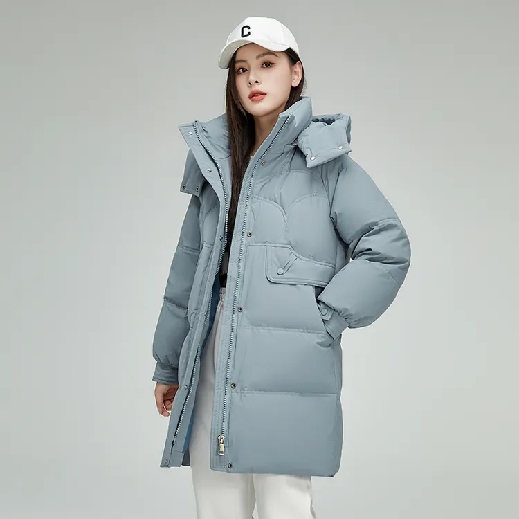 反季连帽白鸭绒羽绒服女中长款超厚极寒冬季2025新款东北女士外套