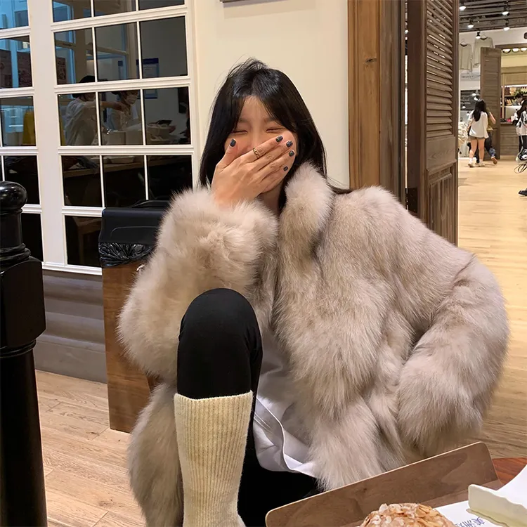 【BEIER专属】韩女千金毛毛立领外套女冬2024新款大衣女33519#