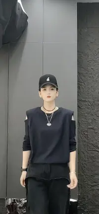 8161潮女时尚百搭休闲露肩长袖卫衣
