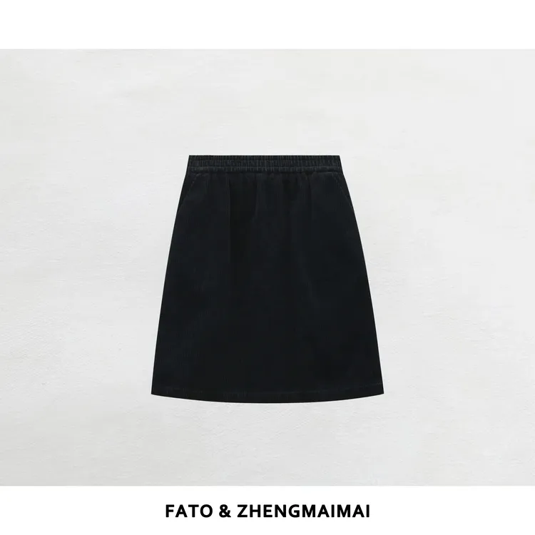 郑买买 午夜蓝铃 秋冬新款显瘦遮肉气质百搭灯芯绒半裙 KW51001Q1