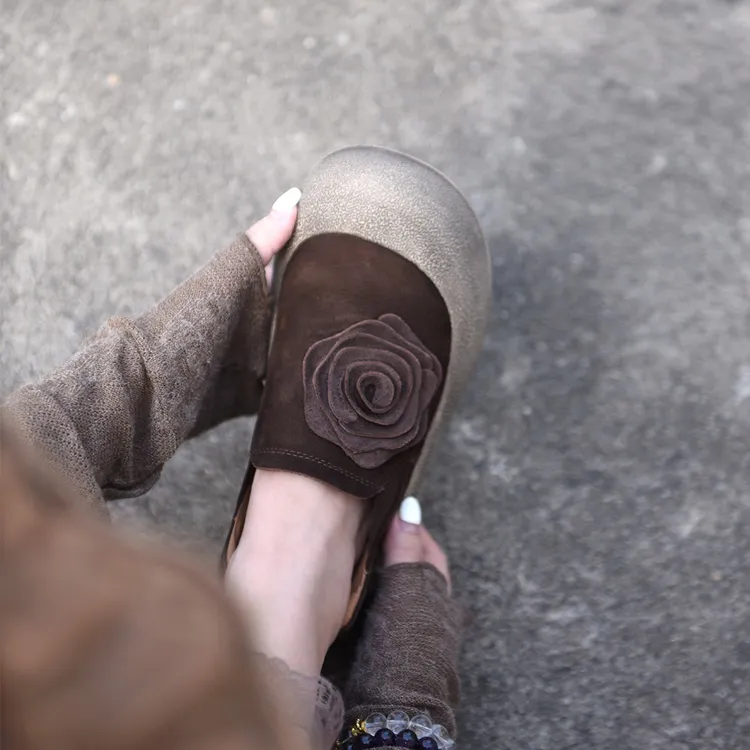 Artmu阿木原创真皮复古花朵厚底休闲鞋女深口单鞋新款小脏鞋9761