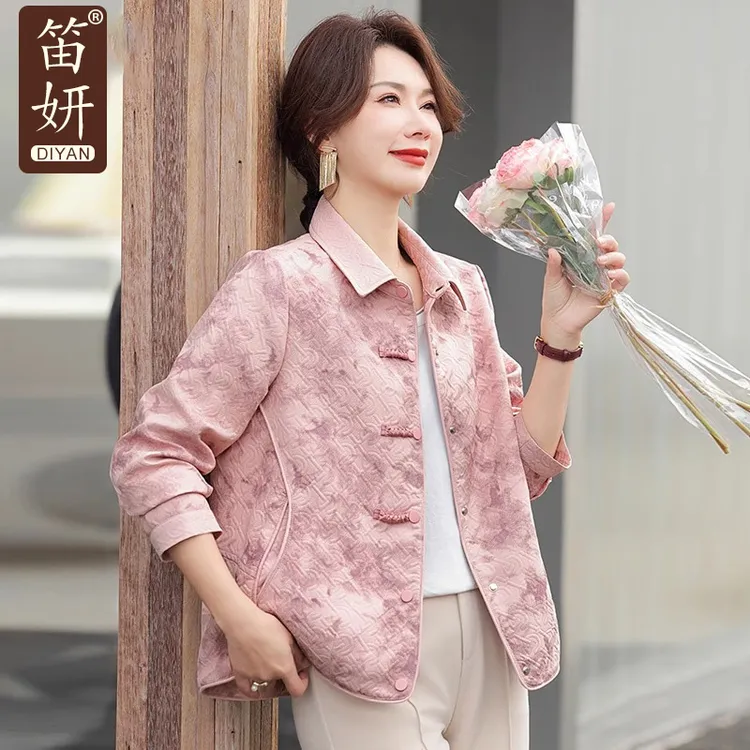 妈妈春装新中式国风外套2025新款50岁中老年女士春秋洋气大码上衣