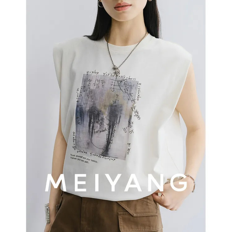 A美洋MEIYANG 自我背心【商场同款】抗菌防螨全棉印花无袖上衣-周四