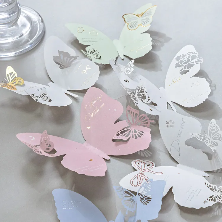 复古翩蝶物语烫金镂空便签无粘性欧美蕾丝蝴蝶谷美手帐拼贴素材纸