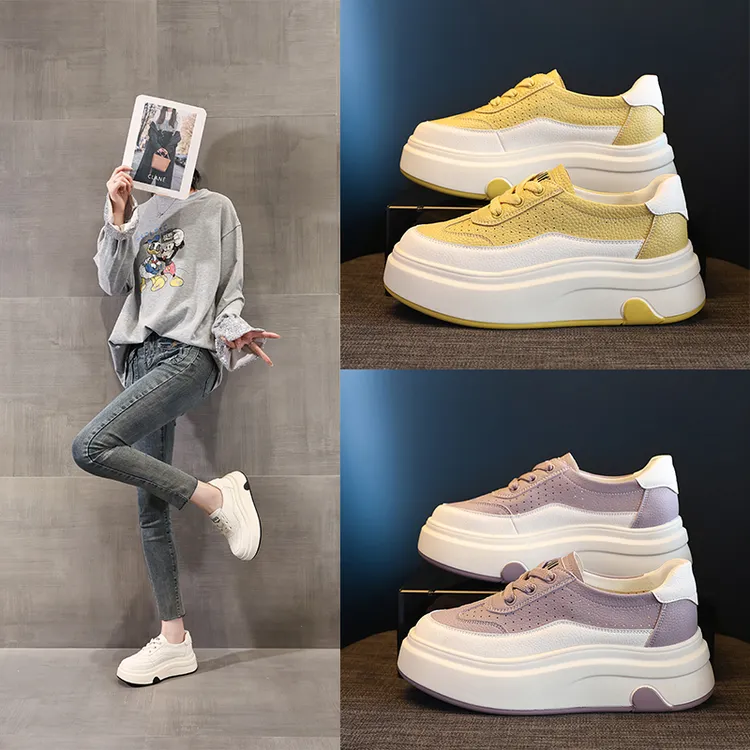 真皮小白鞋女2025新款爆款春夏季百搭厚底显脚小休闲板鞋子ins潮