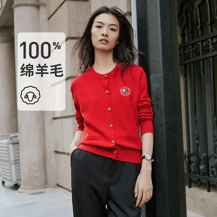 [丝光纯羊毛]navigare意大利小帆船针织开衫女士多色爆款羊毛衫