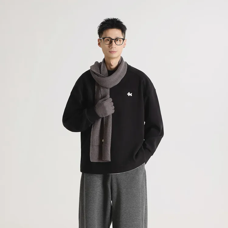 GCCDUPE77『布鲁诺』经典小狗标刺绣重磅圆领百搭卫衣时尚休闲打底