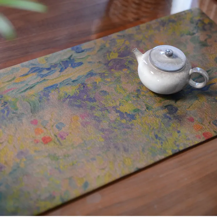 莫奈的午后50*24香云纱茶席茶垫100桑蚕丝面料 油画风 唯美 治愈 