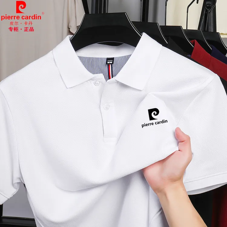 皮尔卡丹棉T男士短袖夏季Polo衫商务休闲宽松大码纯色印花上衣男