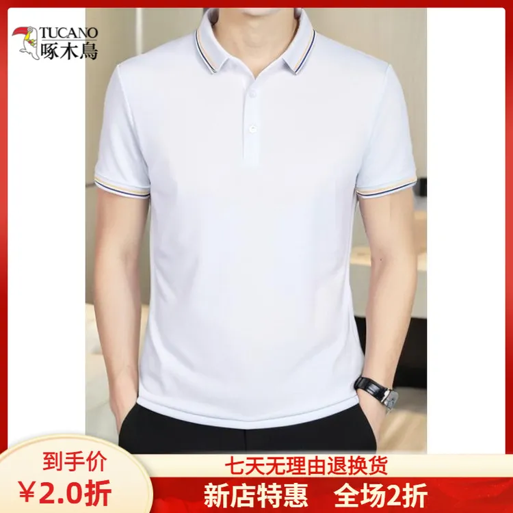 啄木鸟百搭透气男士无痕polo衫保罗衫上衣宽松休闲商务新款男装