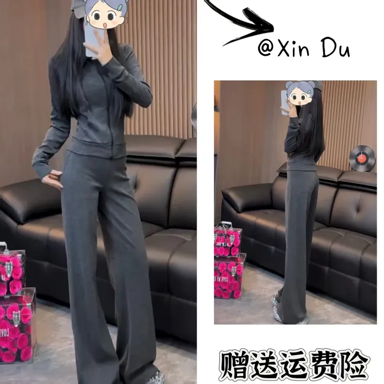 2025秋季新款时尚显瘦气质女士网红洋气两件套百搭款D22490