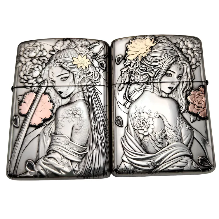 佐罗【银火花雨】白铜二代盔甲浮雕防风煤油打火机礼物男士手把件