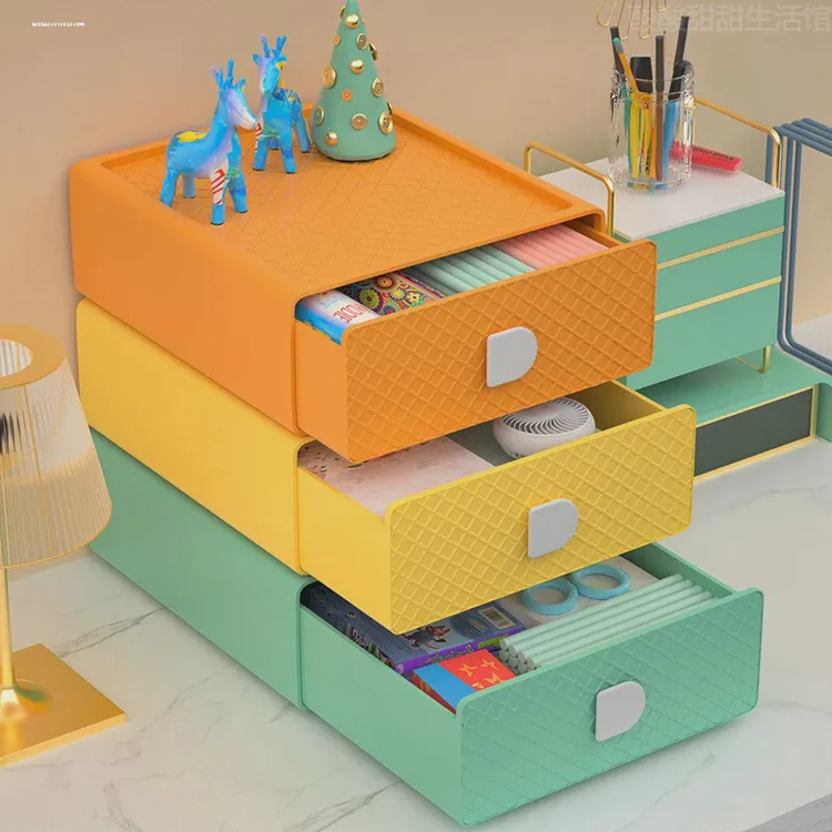 小抽屉置物架收纳整理盒办公室坚固便捷百搭抽拉化妆品免安装宿舍