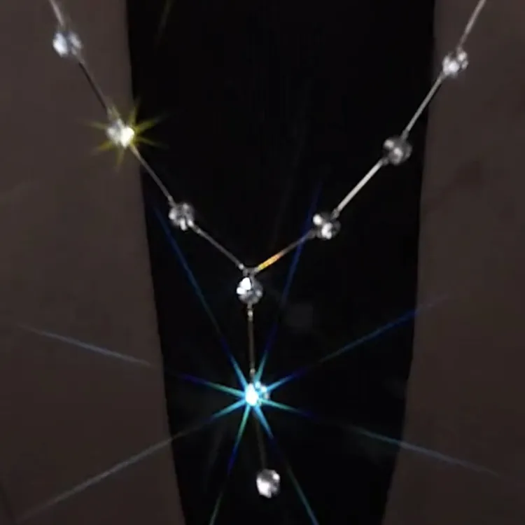 铜合金锆石项链 【高阶V金版】CNC精工闪亮满天星秋冬新款毛衣链