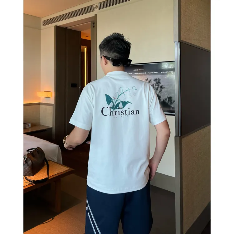 【铃兰系列】李查德早秋男士立体刺绣后背喷印镶钻男士打底短袖T恤