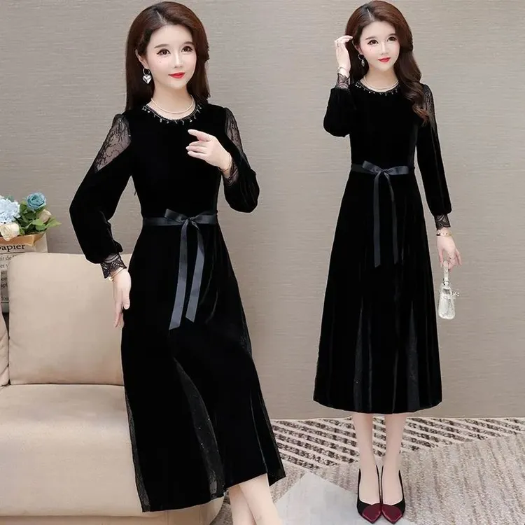 8227#气质名媛时尚新款春季裙子轻奢高端显瘦收腰洋气连衣裙礼服