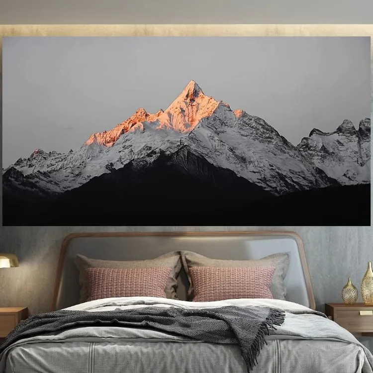 梅里雪山风景墙布挂布墙面遮丑装饰背景布床头卧室系墙布画布