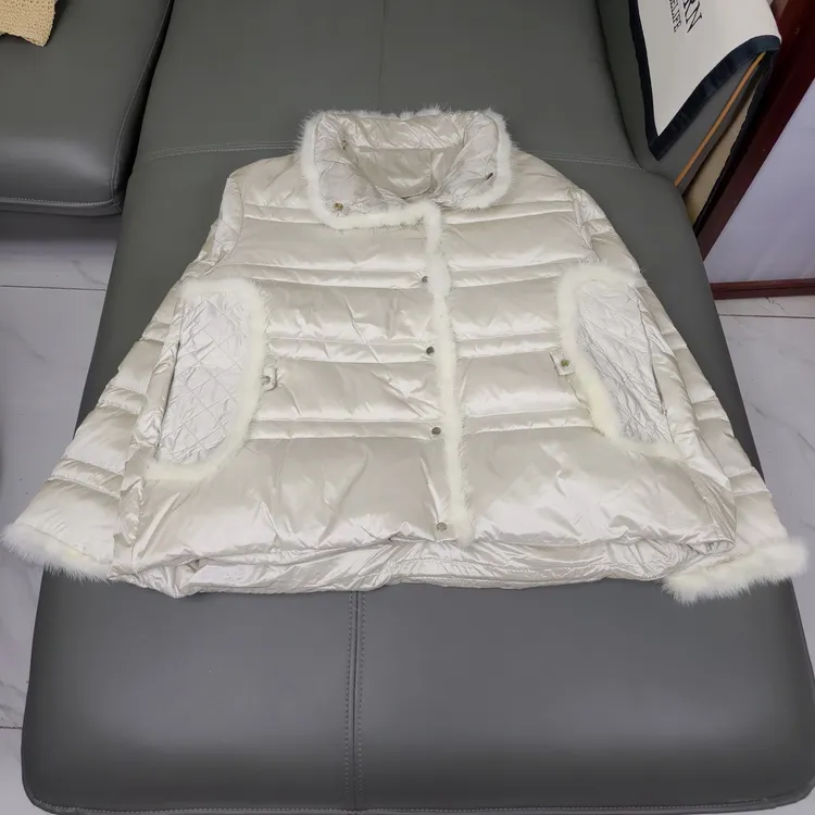 折扣女装外贸拼接鸭绒水貂冬季立领冬装保暖短款羽绒服新款外套