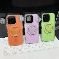 磁吸圆边双层橙紫绿硅胶一体ai按键适用苹果iPhone16promax手机壳